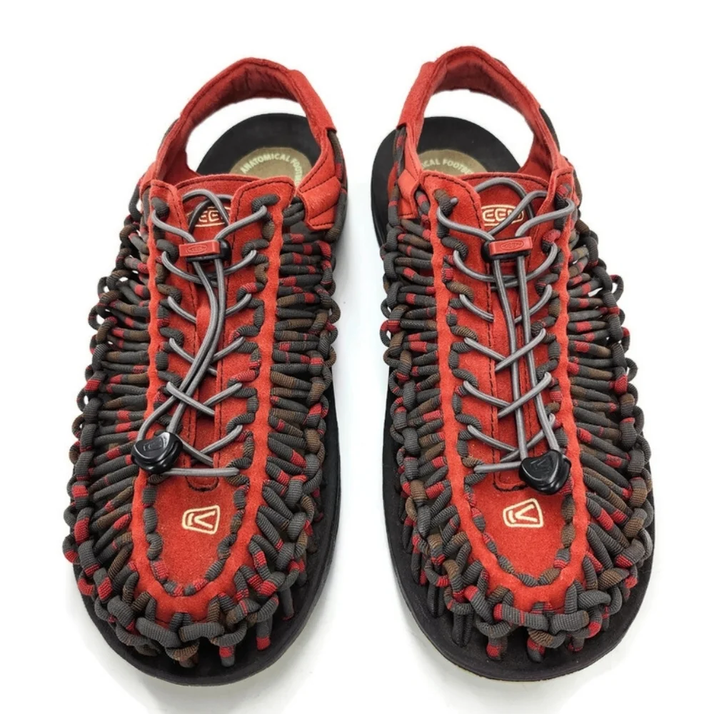 Keen Uneek Red & Grey Two-Cord Bungee Lace Open-Air Sandals - Picture 5 of 12